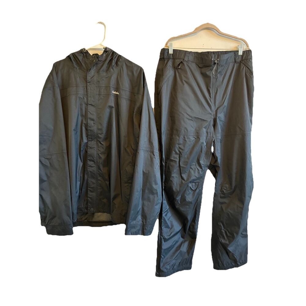 Cabela’s Rain Jacket Pants Set 2XL TALL , XL Black Outdoor Fishing Hunting Snow